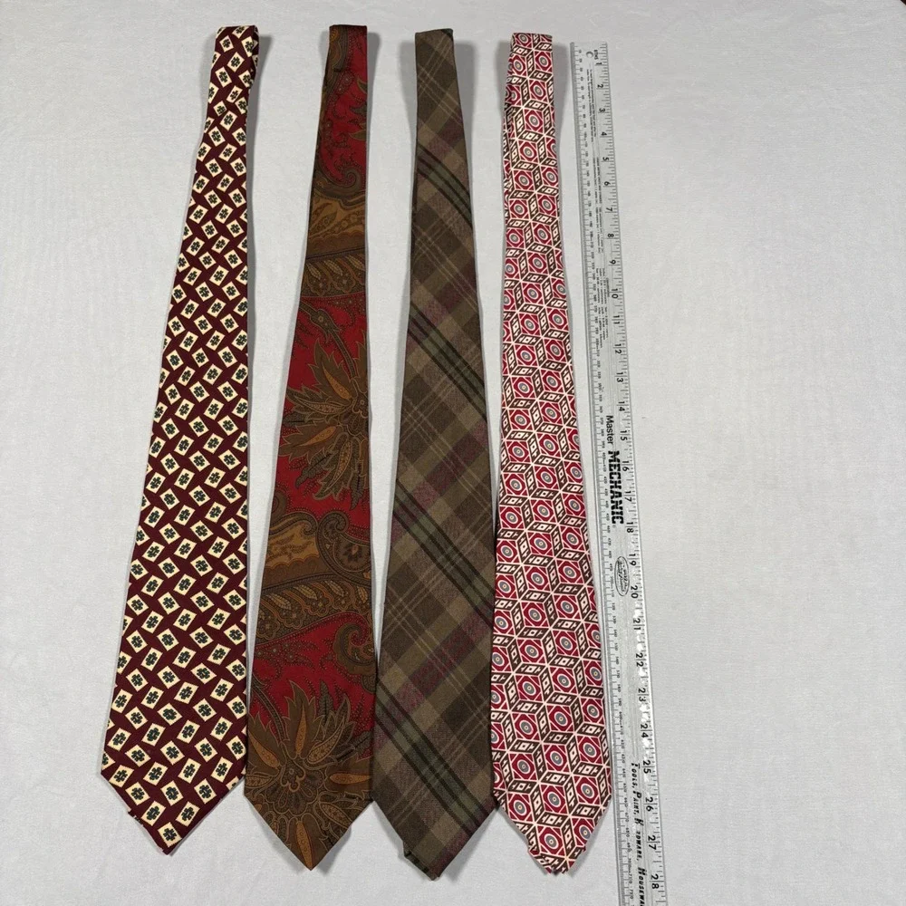 Polo Ralph Lauren Necktie Mens OS Bundle Silk Wool Paisley Plaid Geometric USA